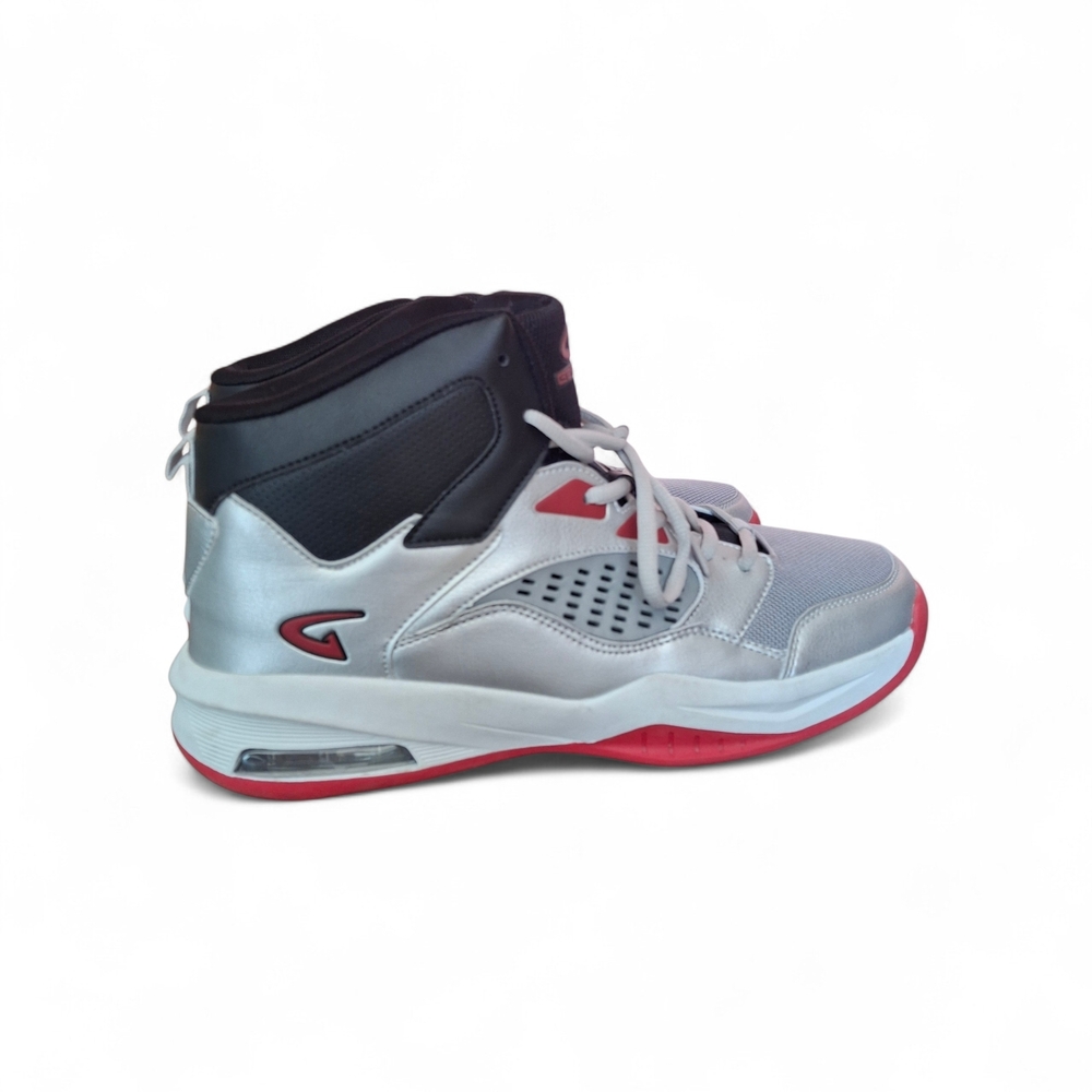 L.A. Gear Men's Silver Black and Red Athletic High-Top Sneakers